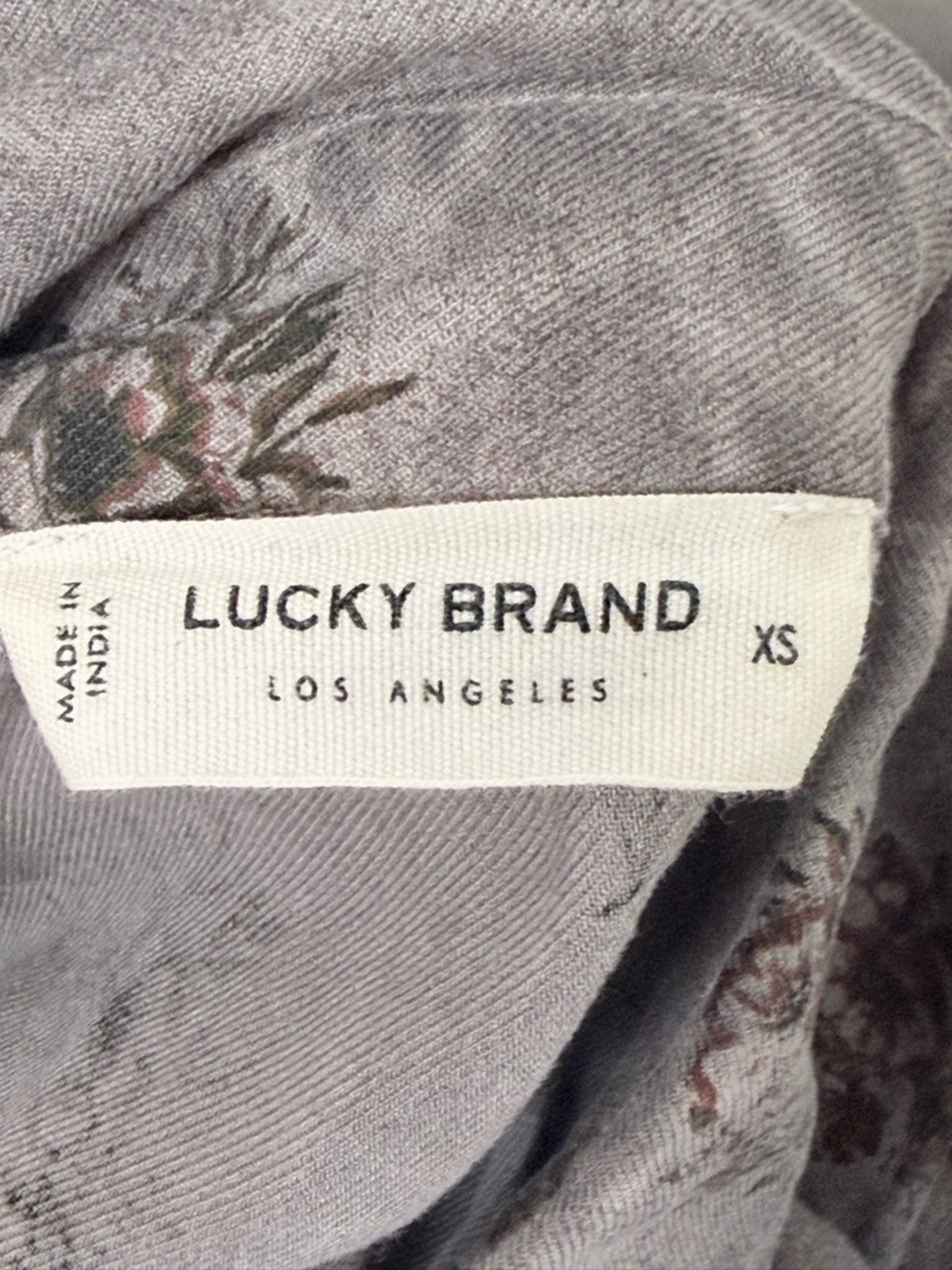 Lucky Brand Floral Gray 100% Viscose Button-Front Peplum Top XS - Picture 6 of 7